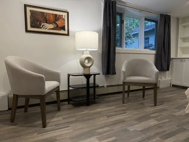 Bathroom vanity with sink, mirror and toilet